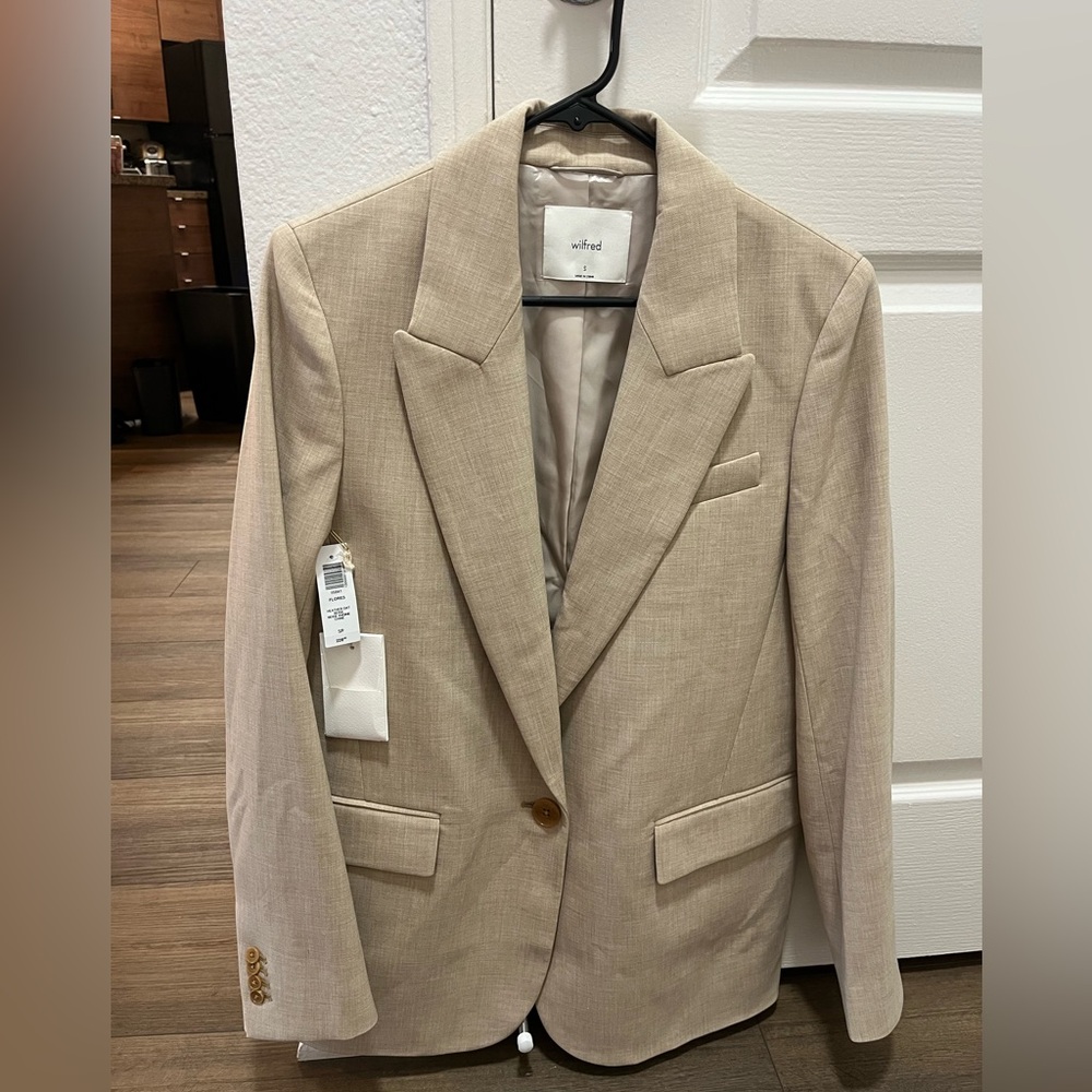 Aritzia Wilfred Flores blazer heather oat beige